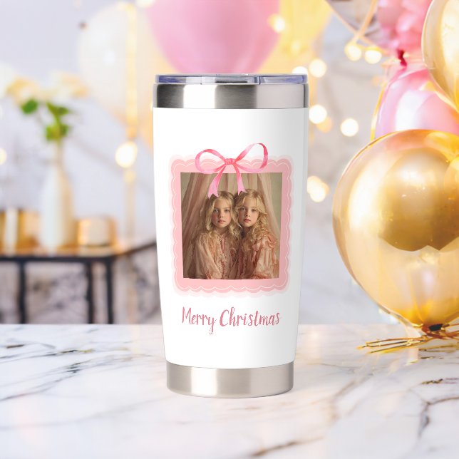 Gourde Isotherme Custom Photo Merry Christmas Insulated Tumbler (Enterrement de vie de garçon (pivotée))