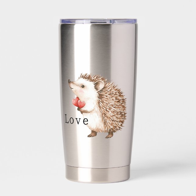 Gourde Isotherme Cute Hedgehog with Hearts (Extérieur)