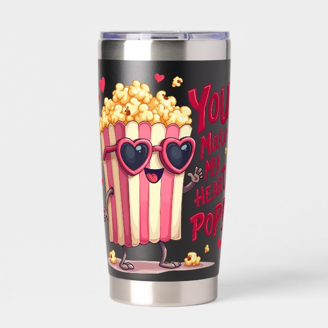 Gourde Isotherme Cute Popcorn Valentine Vous Faites Mon Coeur Pop! (Extérieur)