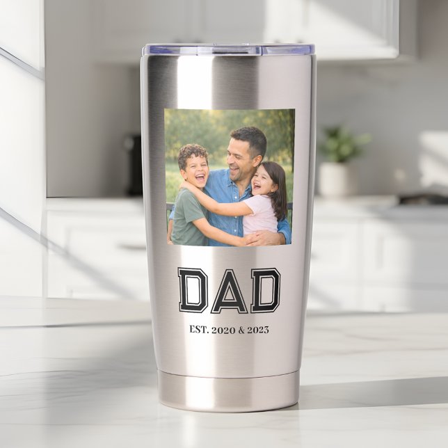 Gourde Isotherme Dad Established Photo Modern Typography New Dad (Modern "Dad Established" design with photo and sports style typography - ideal for Dads on the go!)