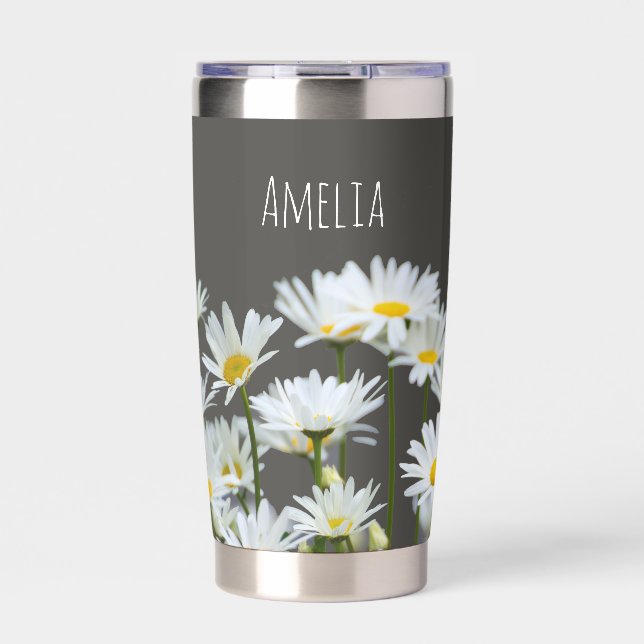 Gourde Isotherme Daisies on Grey Personalised (Extérieur)