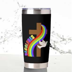 Gourde Isotherme DeColores Cursillo Arc-en-ciel, Cross & Peace Dove