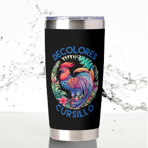 Gourde Isotherme DeColores Cursillo Coq Floral Nom Personnalisé