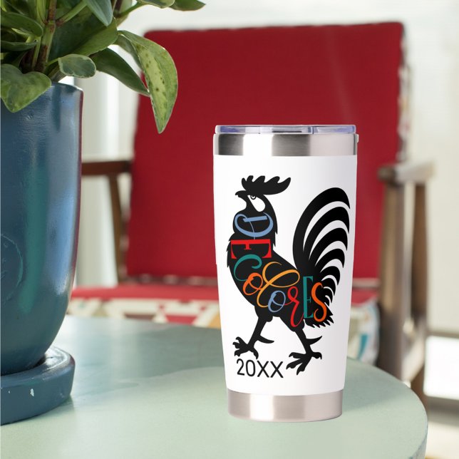 Gourde Isotherme DeColores Cursillo Rooster Noir Silhouette (Créateur téléchargé)