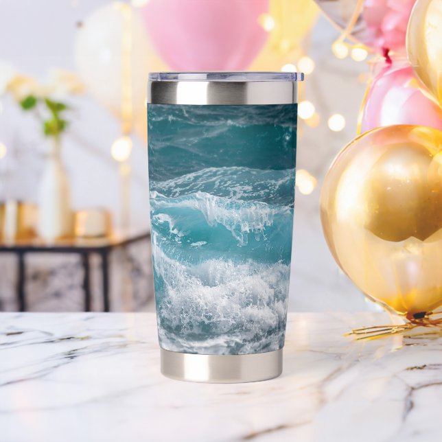 Gourde Isotherme Deep Blue Ocean Wave Custom Image Personalized (Avant)