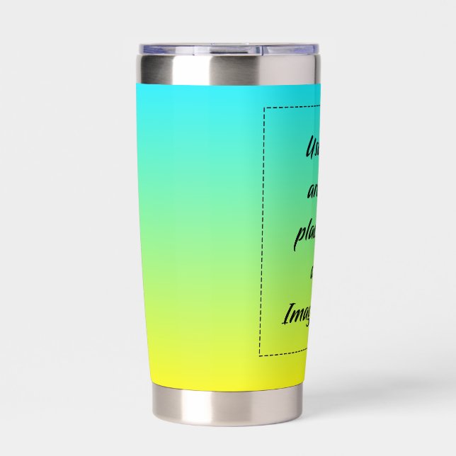 Gourde Isotherme Dégradé Néon de Bleu Clair à Jaune (Extérieur)