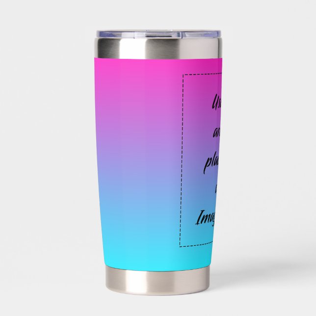 Gourde Isotherme Dégradé Néon de Bleu Clair à Rose (Extérieur)