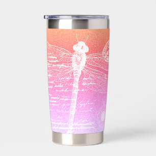 Gourde Isotherme dégradé pastel de libellules personnalisé