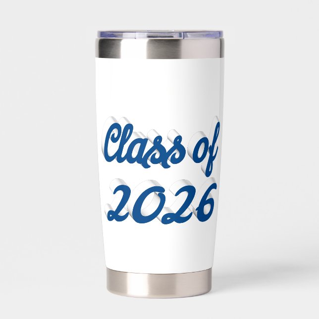 Gourde Isotherme Diplômé de 2026 bleu marine écriture graduation (Extérieur)