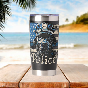 Gourde Isotherme Drapeau américain Thin Blue Line Chien de police L
