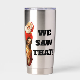 Gourde Isotherme Drôle Design de Santa et Jésus “Nous Avons Vu Ça”