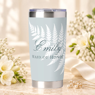 Gourde Isotherme Élégante Demoiselle d'Honneur aux Fougères Blanche