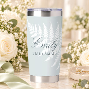 Gourde Isotherme Élégante Demoiselle d'Honneur Fougère Bleu Poussié