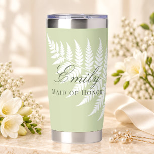 Gourde Isotherme Élégante Demoiselle d'Honneur Vert Pistache Blanc