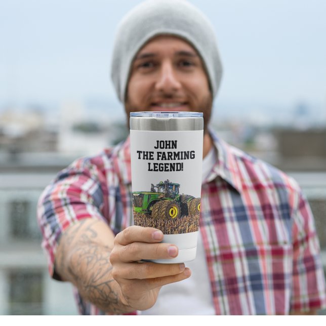 Gourde Isotherme Exploitant d'équipement lourd de tracteur de ferme (The perfect gift for a famer, a personalized tractor farming legend coffee mug.)
