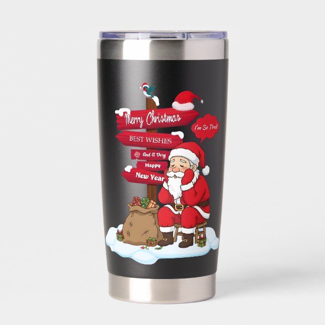 Gourde Isotherme Festive Santa Signpost 11 oz Dual Tone Ceramic Mug (Extérieur)
