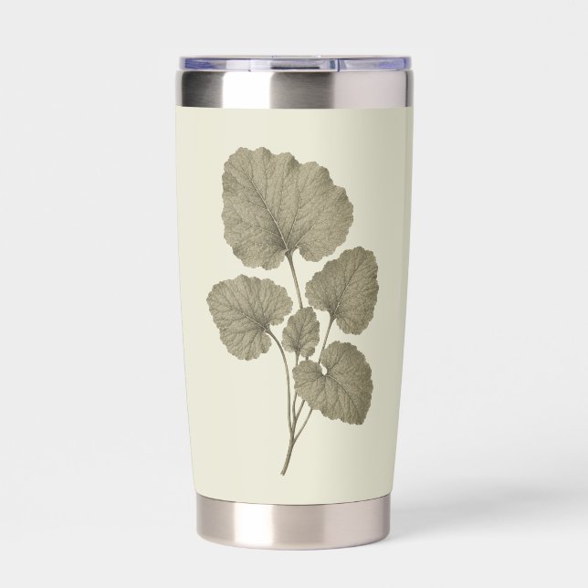 Gourde Isotherme Feuilles de bardane vert vintage (Extérieur)