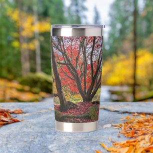 Gourde Isotherme Feuilles et arbres d'automne colorés Paysage