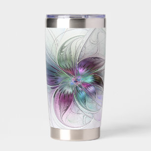 Gourde Isotherme Fleur Abstraite Colorée Art Fractal Floral Moderne