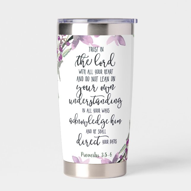 Gourde Isotherme Fleur de confiance dans le Seigneur (Gauche)