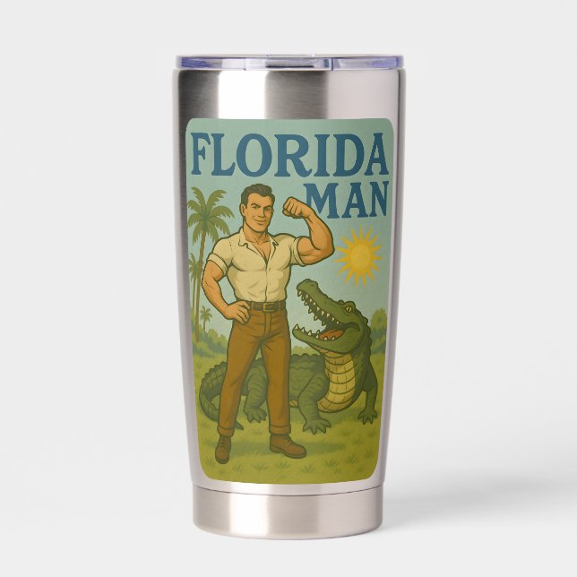 Gourde Isotherme Florida Man Alligator Friend - Funny Retro Coastal (Extérieur)