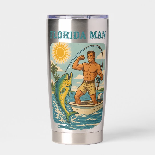 Gourde Isotherme Florida Man -Coastal Fishing Boat- Retro Fisherman (Extérieur)