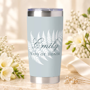 Gourde Isotherme Fougère Blanche Bleu Glacé Élégante Demoiselle d'H