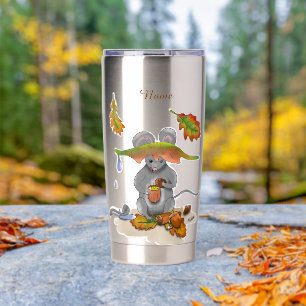 Gourde Isotherme FR/GB Thermobecher/Thermal mug automne/cas souris
