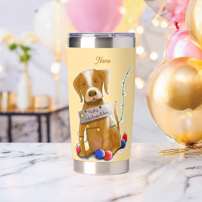 Gourde Isotherme FR Tasse Chien (Enterrement de vie de garçon (pivotée))