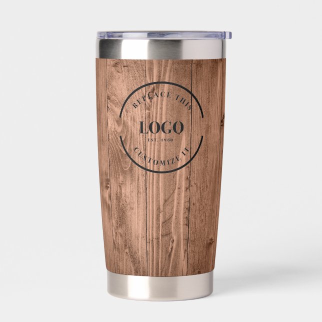 Gourde Isotherme Grain de bois rustique marqué du logo du site Web (Gauche)