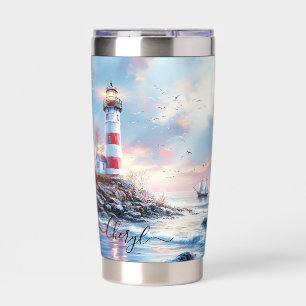 Gourde Isotherme Horizon Pastel Personnalisé et Phare Illuminé 