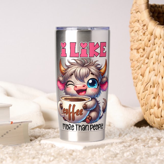 Gourde Isotherme I Like Coffee More Than People  (Salon (pivotée))