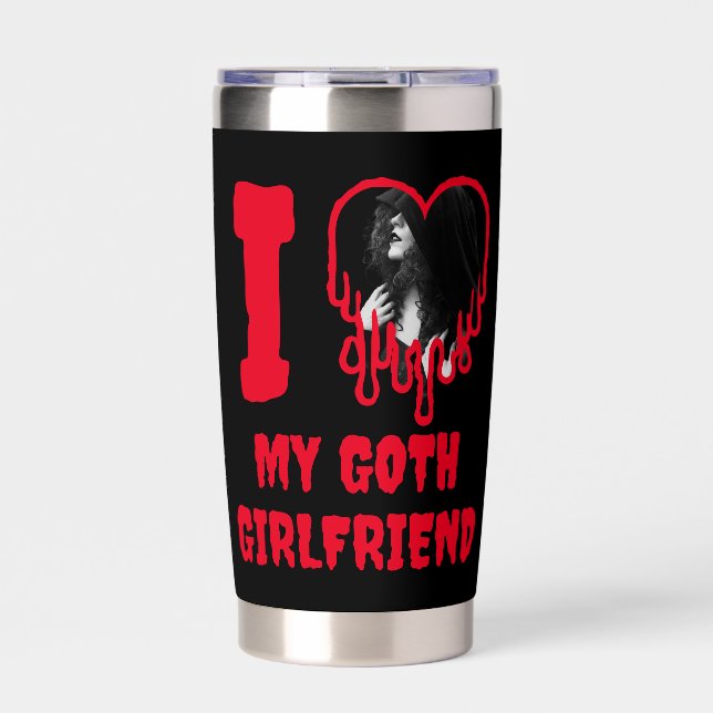 Gourde Isotherme I Love My Goth Girlfriend Dripping Red Heart Photo (Extérieur)