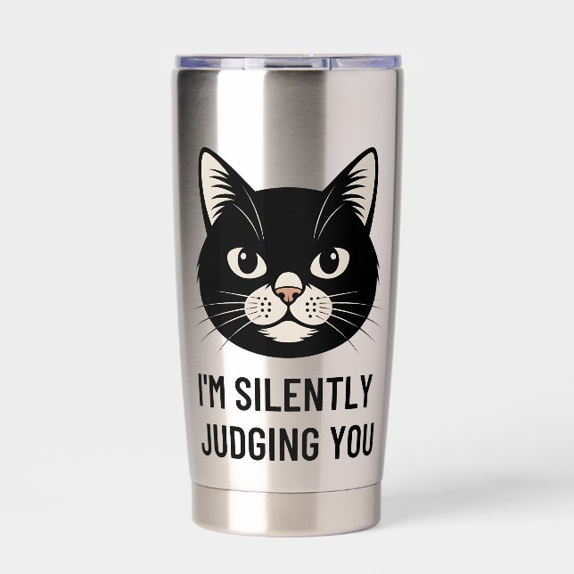 Gourde Isotherme I'm Silently Judging You Funny Black Cat Sarcastic (Extérieur)