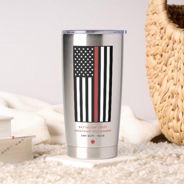 Gourde Isotherme Indicateur personnalisé de pompier mince de ligne  (Salon)