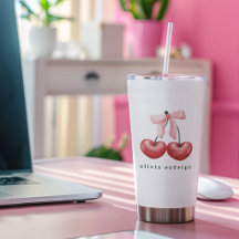 Joli Nœud en Forme de Cœur de Cerise Rouge et Rose