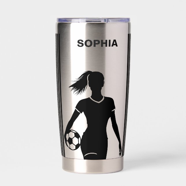 Gourde Isotherme Joueuse de football, fille de football (Extérieur)