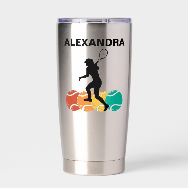 Gourde Isotherme Joueuse de tennis, fille de tennis Anniversaire (Extérieur)