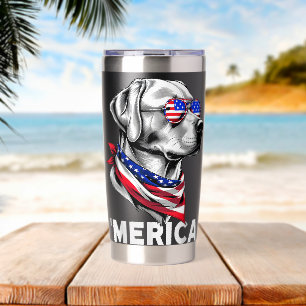 Gourde Isotherme Labrador Retriever Chien Mérica Patriotique 4 Juil