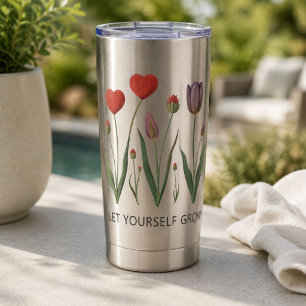 Gourde Isotherme Laissez-vous grandir Fleur de cœur Tulipes Art