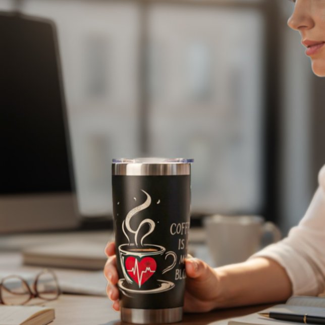 Gourde Isotherme Le café est dans mon sang (Créateur téléchargé)