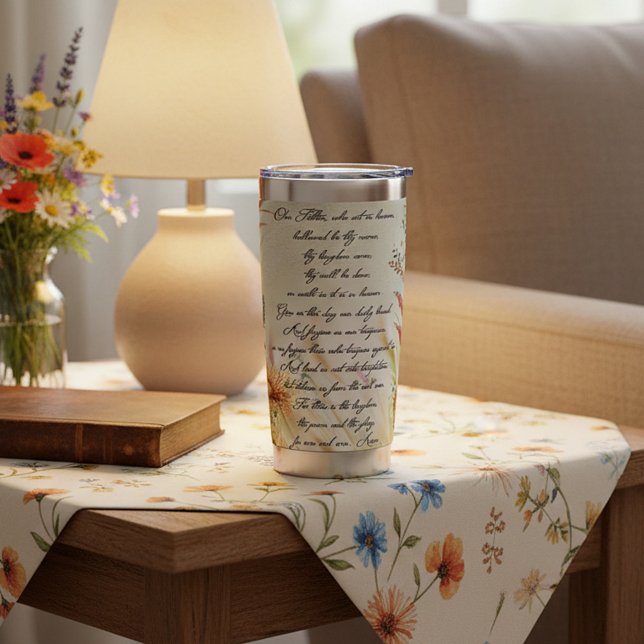 Gourde Isotherme Le Notre Père boho floral (Créateur téléchargé)