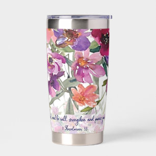 Gourde Isotherme Le Seigneur est fidèle aquarelle florale chrétienn