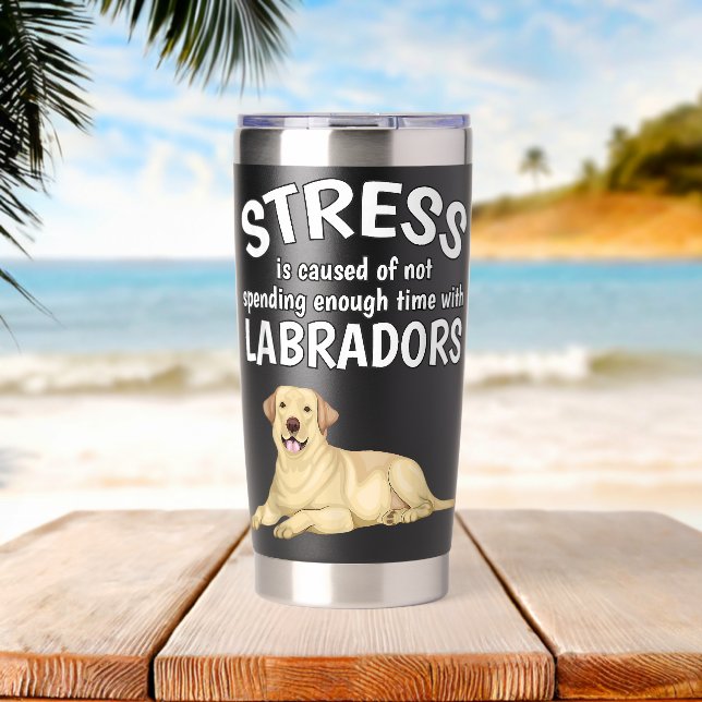 Gourde Isotherme Le stress est causé Drôle Labrador Labrador jaune  (Plage (pivotée))