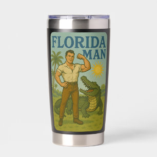 Gourde Isotherme L'homme de Floride ami de l'alligator Rétro côti