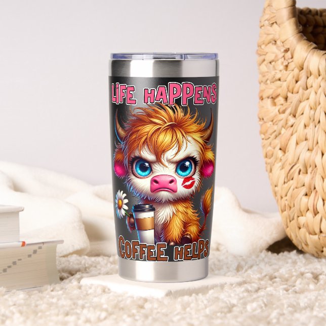 Gourde Isotherme Life Happens Coffee Helps  (Salon (pivotée))