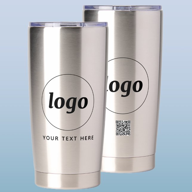 Gourde Isotherme Logo avec texte et code QR Promotionnel d'entrepri (Logo with custom text and QR code promotional business branding thermal tumbler)