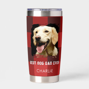 Gourde Isotherme Meilleur Papa Chien Rouge Carreaux Buffalo Photo N