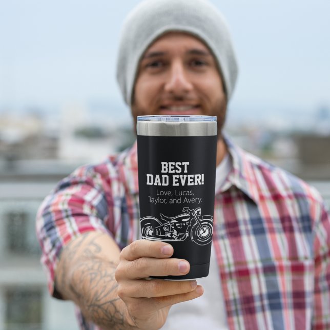 Gourde Isotherme Meilleur papa jamais Cool Moto Père vélo (Best Dad Ever Motorcycle Father's Day Coffee Mug)