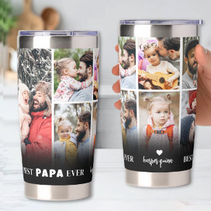 Gourde Isotherme Meilleur Papa Personnalisé 8 Collage de Photos Pèr